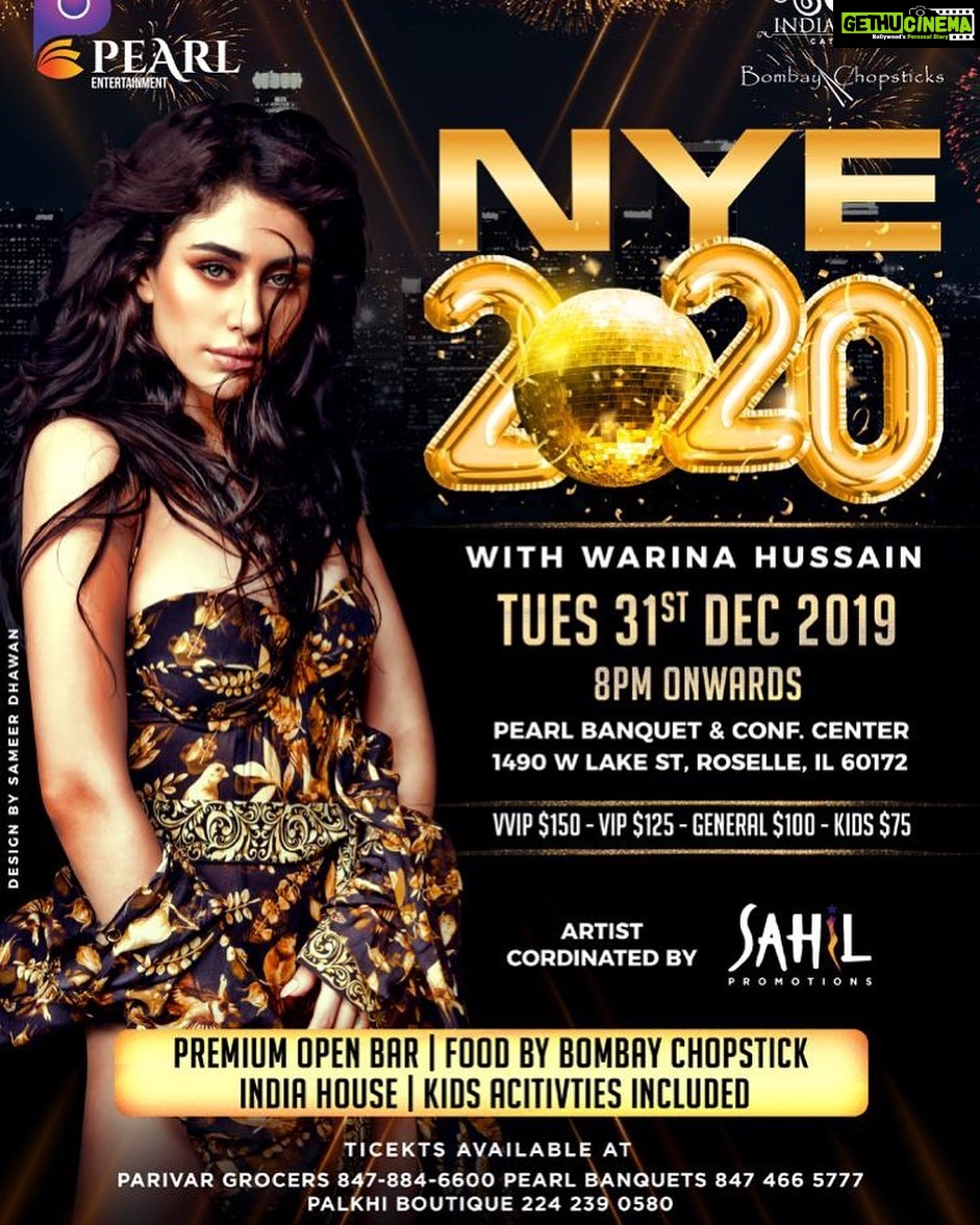 Warina Hussain Instagram - Heya Chicago !π₯ See you at @pearlbanquets this New Yearβs Eve !!! tag your fav party people πππ» @beingbhav @sahilpromotions @pearlentertainmentgroup #pearlentertainment