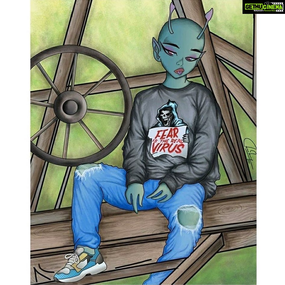 Warina Hussain Instagram - this is cool !! thank you human 👦🏻🖤 #repost @withregram : @ankit.dubey06 My favourite H̶U̶M̶A̶N̶ ALIEN 👽 @warinahussain #aliens #worryna #bollywood #crush #artoftheday #artwork #digitalart #warinahussain #actress