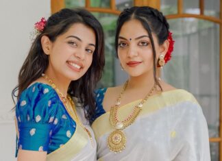 Ahana Kumar Instagram - sisters 🦋 ഓണാശംസകൾ ✨ Shot by @sk_abhijith Jewellery @regaljewellers_in Hair @brahma_hairandmakeup 🌼✨