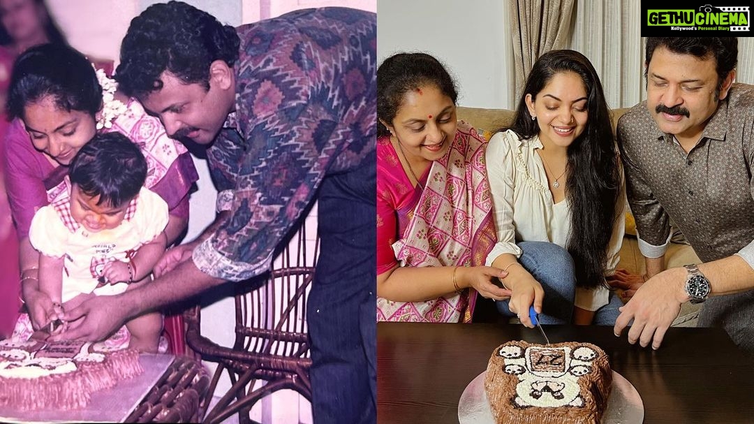 Ahana Kumar Instagram - And that’s what turning 27 looked like 💕 So let me explain. For some reason , the number 27 sounded rather uninteresting to me. Like I found 25 exciting. But 27 sounded meh. Like a random number. So , to make myself feel excited .. I decided that I’ll have the same Cake which I cut for my 1st Birthday , as the cake that I will be cutting for my 27th Birthday. And this little thing was enough for me to feel quite excited and look forward to the day. Honestly , I had only planned the cake. But my mother took the brief rather seriously and wore the same saree she wore on my 1st birthday 🥹🙈 and found a very very similar shirt for my dad too. So basically , on my 27th birthday , me and my family played dress-up and recreated few nice memories from 27 years ago. My sisters thankfully didn’t have to tag along , for obvious reasons. 😉 So that’s my happy , simple , beautiful birthday. Thankyou ALL of you for so so so so so many beautiful wishes. It just made my day so much more wholesome. I have tried my best to reply to each one of you. But in case I missed out on any of your messages , I’m sorry and do consider this as a hug from me to you as a little Thankyou 🤗 This cake has been one of the tastiest cakes I’ve had in so long. I secretly wished that the cake should taste like those good old cakes you had as a child. And it actually did. Thankyou @mias.cupcakery for joining in with all my cake ideas and for making sure that the cake resembled my older cake to the T. The care you always take is just so heart-warming. I’m going to remember this cutoooos cake for a long long long time. And of course , it’s heavenly taste. ❣️ Made a video for the channel , documenting my birthday and some thoughts. It’s called “27th Birthday Note” and it’s now up on the Channel. Link in Bio and Story 💕 Okay bye and Thankyou Universe. You are kind. 😘 #ThisDayWasACoreMemory 💫
