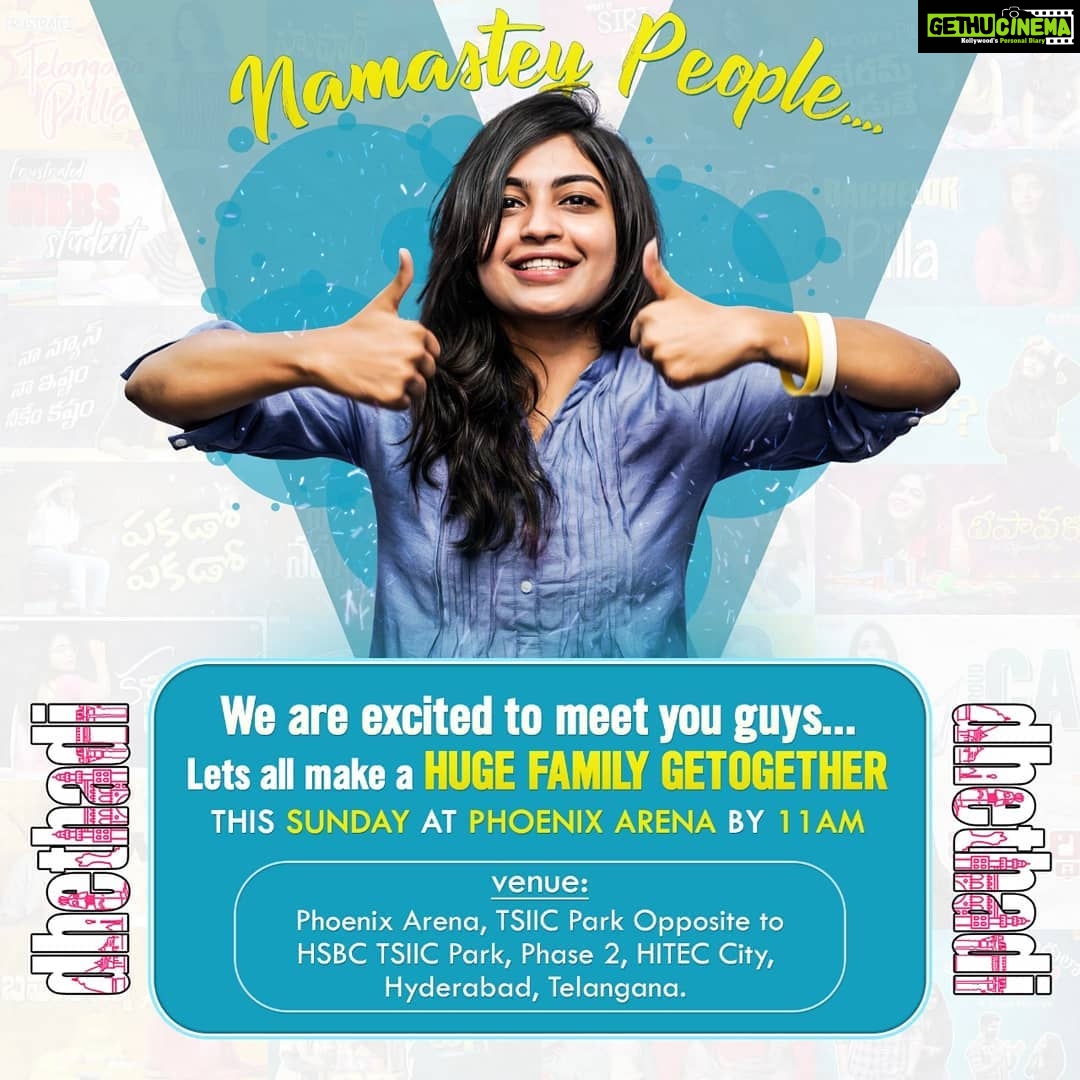 Alekhya Harika Instagram - Namstey people....!!!! Wuhuu wuhuuu excited for this sunday...kaludam kaludam......(no entry fee) 25th november #dipridipri 🤙