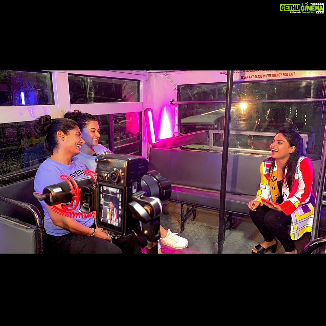 Alekhya Harika Instagram - There we go with our very own Mithali Raj and Taapsee Pannnu caught them in Hyderabadi bus ,lets see what happened next ? Excited? Iβm pretty much π«Άπ»π #staytuned