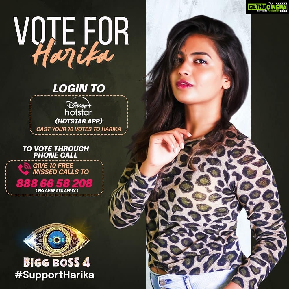 Alekhya Harika Instagram - Eeroju mana harika ki vote vesara? Please #VoteForHarika #LetsDoThisFam #SupportHarika Go to Disney+Hotstar App 1. Type BiggBoss Telugu 2. Click on Vote 3. Tap on Harika's profile (10 times) #alekhyaharika Give a Missed Call to 888 66 58 208 (Limit 10 Missed Calls per day) #TeamAlekhyaHarika #BiggBoss4Telugu #biggbosstelugu4 #biggboss4