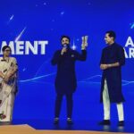 Allu Arjun Instagram - I would like to thank @cnnnews18 for honouring me as Indian of the year . And I thank Smritiiraniji for doing the honours . Humbled 🙏🏽 #IndianOfTheYear @smritiiraniofficial