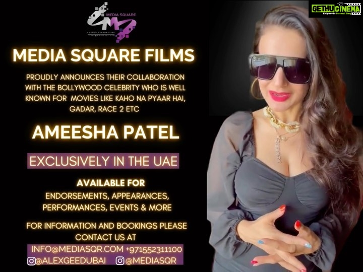 Ameesha Patel Instagram - Breaking news !!!!!!! Team @mediasqr proudly announces the collaboration with Bollywood diva.. @ameeshapatel9 .. we are officially authorized to manage her work in the UAE .. please feel free to contact us for her appearance , events, performances, shows etc #ameeshapatel #bollywood #dubai #alexgeedubai #mediasqr #eventsindubai #abudhabi #bollywoodcelebrities Dubai, United Arab Emiratesدبي