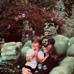 Amy Jackson Instagram - A birthday party for my real life little Superhero, I love you Dre 💚 @grapeandfig I just adore you! Thankyou for helping me create the garden party of dreams 🍇🥑🫒🫐(and vegan 🧀!!)