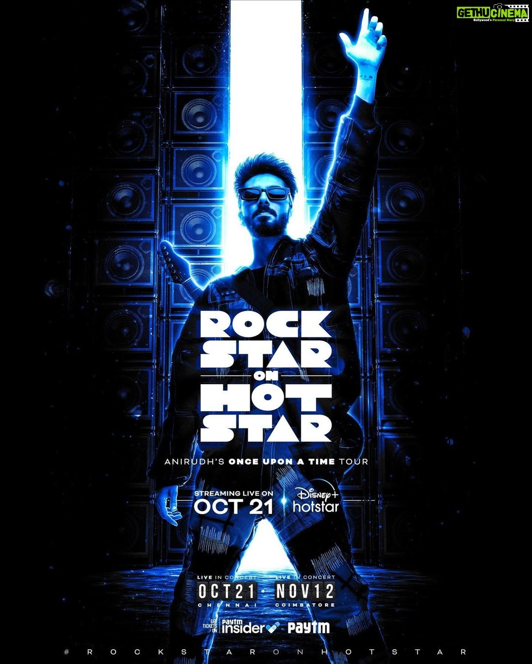Anirudh Ravichander Instagram - Homecoming β€οΈπΊπ Chennai on Oct 21 π₯³ Coimbatore gets leaner meaner and stronger on Nov 12 π₯ #OnceUponATime tour #RockstaronHotstar @disneyplushotstartamil @vijaytelevision @disneyplushotstar @pradeepmilroy