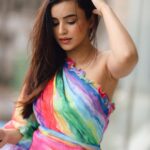 Ankitta Sharma Instagram - Colourful state of mind! 🎨 Outfit by @dziinebydeepa @viralmantra Styled by @shrushti_216 Makeup @sonugupta9588 Hair by @chettiarqueensly 📸 @prashantsamtani