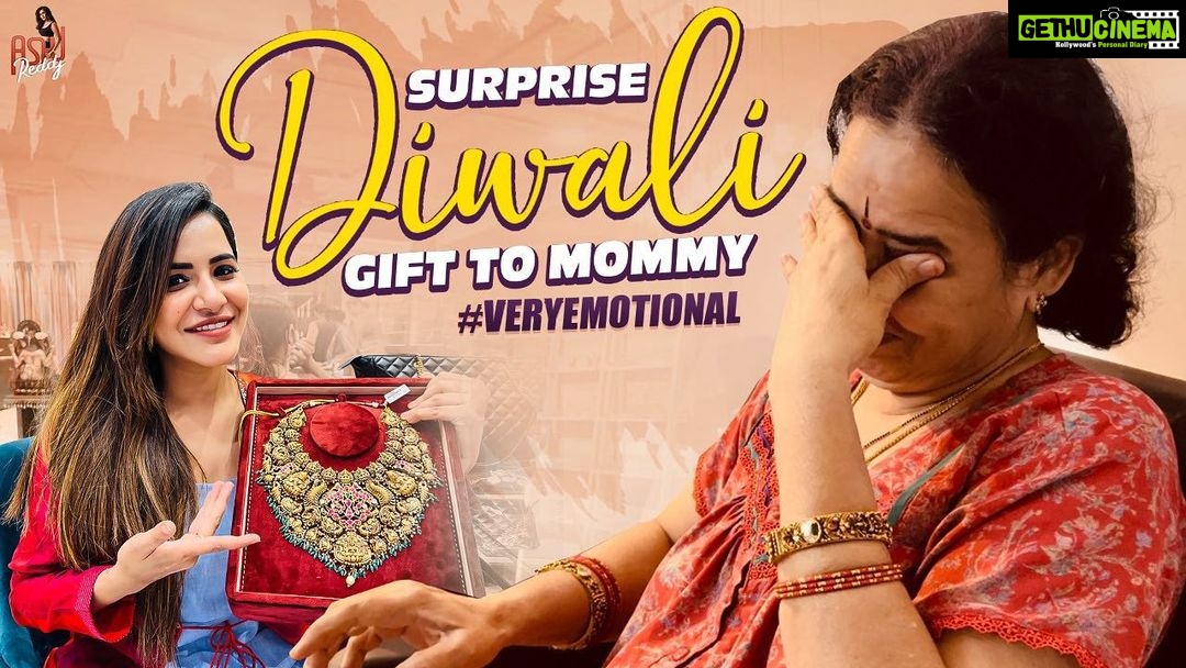 Ashu Reddy Instagram - Mommy, this is for you! ♥️🪔 so special video, mom got very emotional 😭 watch till the end. LINK IN MY BIO. #ashureddy #diwalisurprise #momlove