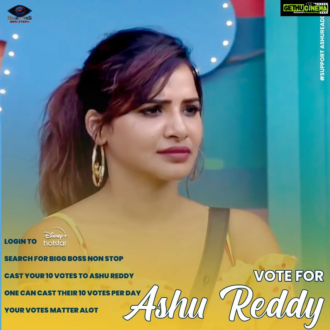 Ashu Reddy Instagram - Mi vote chala mukhyam ipudu Ipudu varaku support chesaru Inka meru ilage support chestaru ani namuthuna need all your love and support Go cast your votes for Ashu Reddy now on Disney hotstar Follow the steps and vote for her https://www.hotstar.com/1260083643 1. login to Disney+Hotstar App 2. Search for Bigg Boss Non Stop 3. Cast your 10 Votes to Ashu Reddy One can cast their 10 Votes per day. Your votes matter alot 👍 Keep supporting Love you all❤️ - Team Ashu Reddy #BiggBossNonStop #biggbosstelugu #biggboss #disneyhotstar #Pichhekistha #bigbossott #foryou #supportashureddy #biggbossashureddy #gamer #warrior #love #support #voteforashureddy