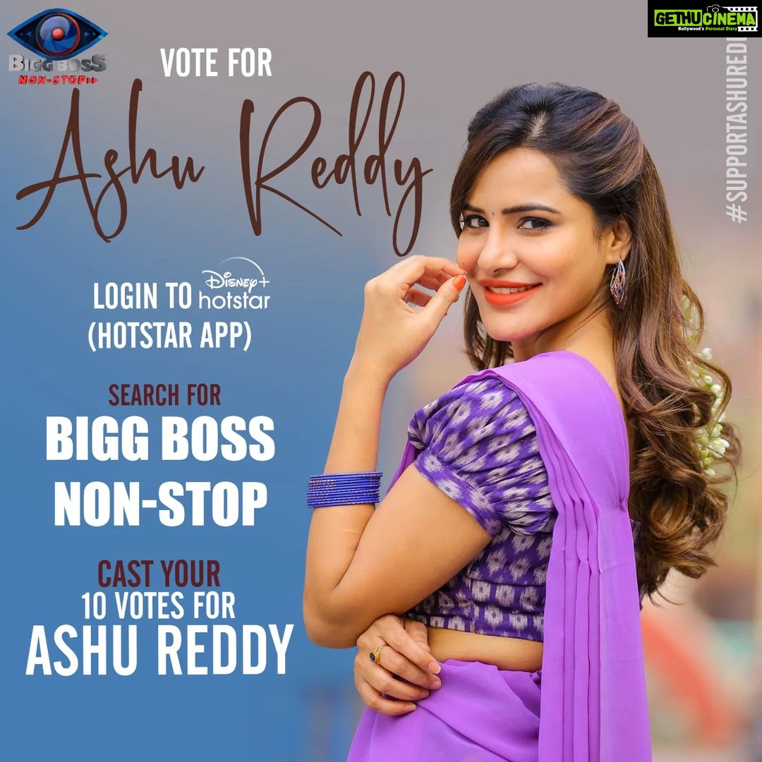 Ashu Reddy Instagram - The voting lines are open and guys now itz time to show ur love and support.. Let's Save Our ##Ashureddy 1. login to Disney+Hotstar App 2. Search for Bigg Boss Non Stop 3. Cast your 10 Votes to Ashu Reddy One can cast their 10 Votes per day. Your votes matter alot 👍 Keep supporting Love you all❤️ - Team Ashu Reddy #BiggBossNonStop #biggbosstelugu #biggboss #disneyhotstar #Pichhekistha #bigbossott #foryou #supportashureddy #biggbossashureddy #gamer #warrior #love #support #voteforashureddy