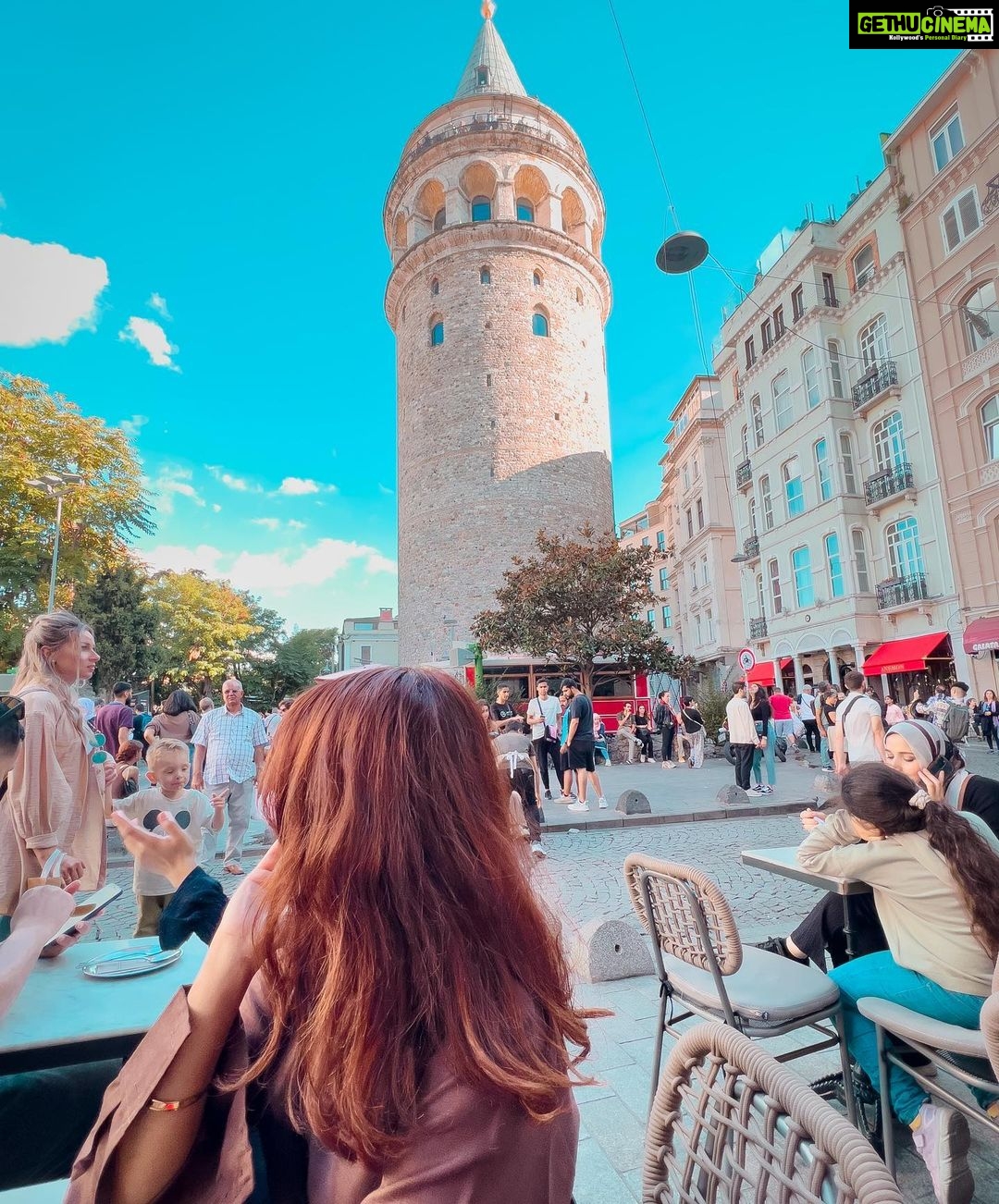 Avneet Kaur Instagram - Having san sabastian cheesecake and Turkish coffee in front of the beautiful Galata Tower on the busy istiklal street!❤️😍 what a vibe! @turkiyetourism_in @goturkiye #istanbulisthenewcool #GoTürkiye Galata Tower Istanbul