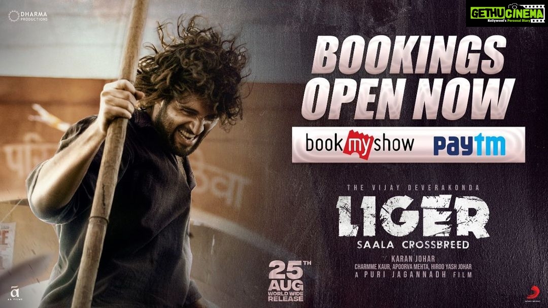 Charmy Kaur Instagram - 💥BOOKINGS OPEN NOW💥 Get your tickets to witness the Madness of #Liger in cinemas from AUG 25th Worldwide 🔥 🎟 bit.ly/LigerBMS 🎫 bit.ly/LigerPaytm #WaatLagaDenge @TheDeverakonda @ananyapandayy @karanjohar #PuriJagannadh @vish_666 @DharmaMovies @PuriConnects