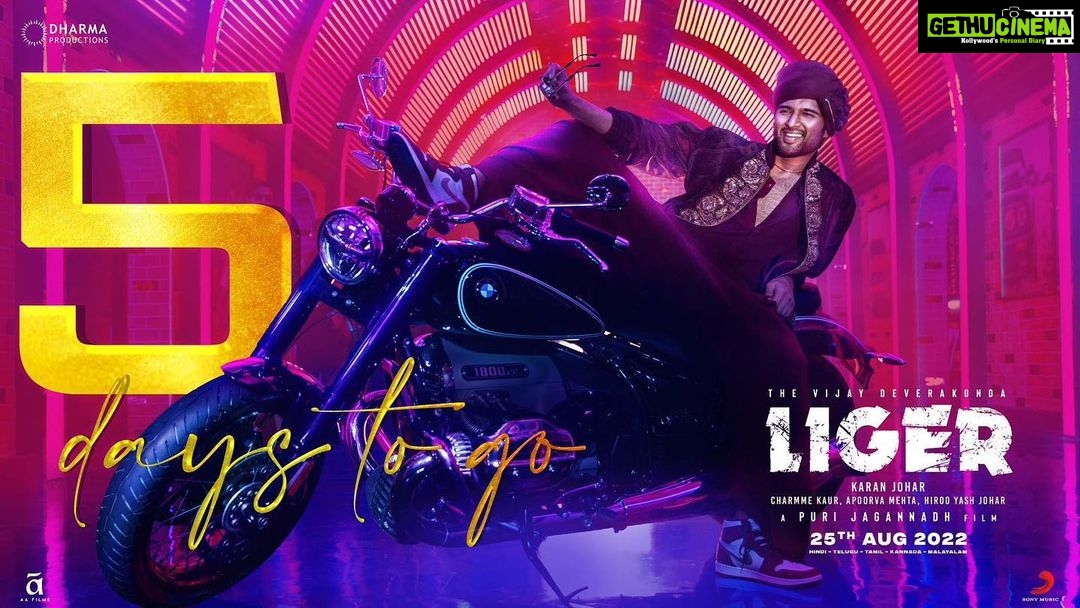 Charmy Kaur Instagram - The Spectacular Celebrations of #Liger begins in 5 days 🥳 Get Ready to witness the Mass Action Entertainer on the Big Screens🤙🏽 BOOKINGS OPENS TODAY! #WaatLagaDenge #LigerHuntBegins @TheDeverakonda @ananyapandayy @karanjohar #PuriJagannadh @apoorva1972 @vish_666 @PuriConnects @DharmaMovies