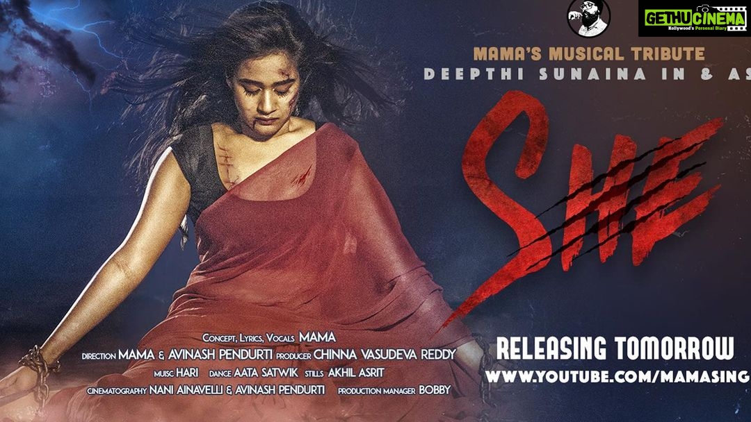 Deepthi Sunaina Instagram - My next project “SHE” is going to release tomorrow ! Stay tuned to MAMA SING’s youtube channel! Rapper: @mama.sing Dop: @pendurtiavinash @Nani_ainavelli_dop Choreography: @saathwik.somalanka @ch__sunitha Boys: @bhanuteja_ratakonda9 @lucky_jashwanth_ @Nagur_dilse @Hemanth_tarak @Deepak_funnky @urstrulyhasan @v.vinodnayak