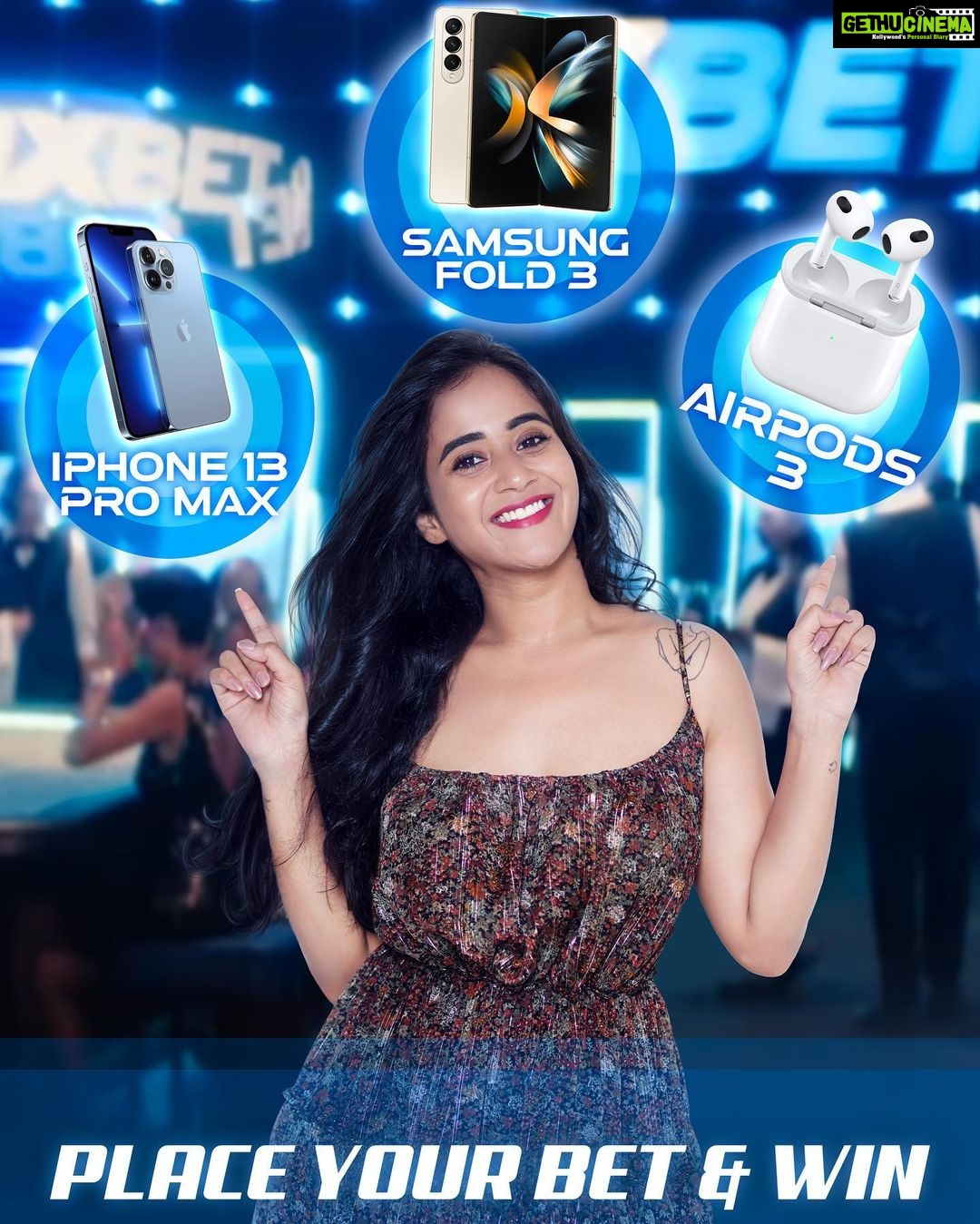 Deepthi Sunaina Instagram - Win big and play big with 1Xbet Promocode- sunaina1X Click on the link in bio or go to www.1Xbet.in and register using my promocode to win amazing gifts like π±13 pro max π§air pods 3 π Samsung galaxy fold 3 Also get 20000 rs welcome bonus after using my promocode sunaina1X .
