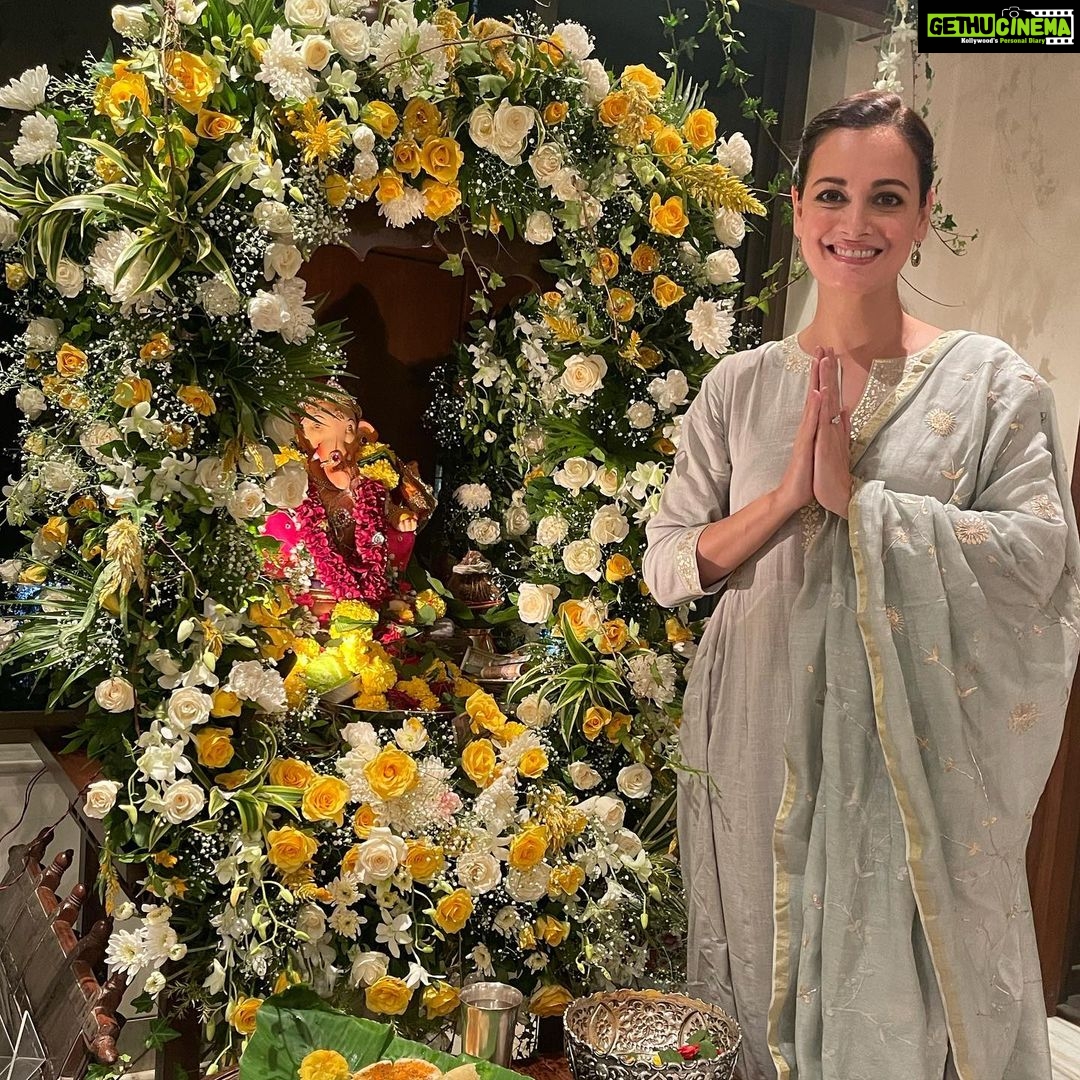 Dia Mirza Instagram - A beautiful day of darshan after 2 years… slowly ambling back to a post covid normal. May Vignana Devta bless us all. As he removes obstacles in our lives and minds may we clear the obstacles in the pathways of #elephants 🐘 Thank you @narnia @awidhani @sabenachhabria ❤️🙏🏻 Ganpati Bappa Morya! #GaneshChaturti2022 #EcoGanesha #RightOfPassage Bandra World of Storytellers