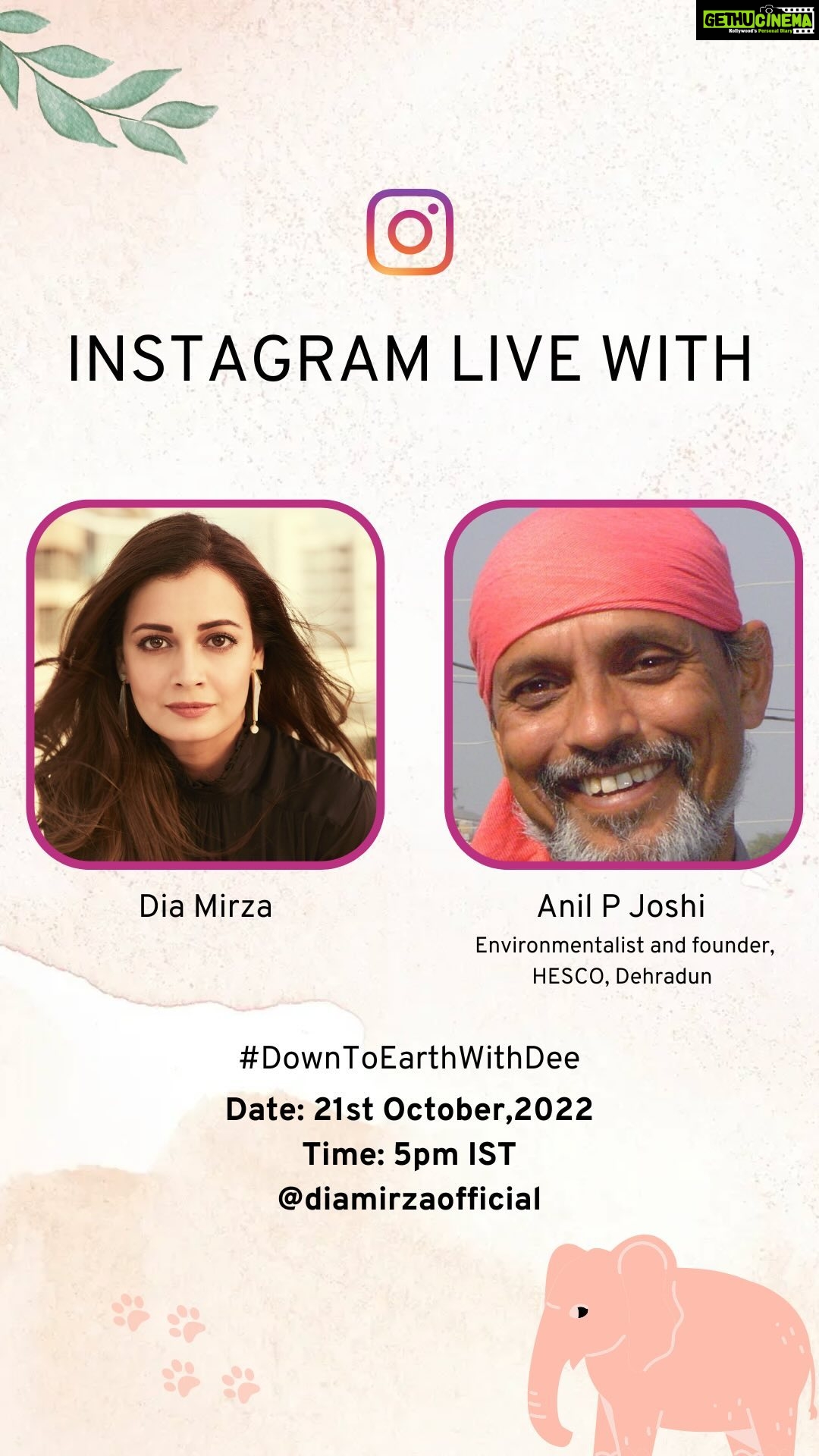 Dia Mirza Instagram - Down to Earth With Dr. Anil Prakash Joshi 🌏🌳🐯 @anilp_joshi Padma Shri, Padma Vibhushan - Dr. Anil Joshi is an environmental scientist and influencer on grass root causes. Known as the ‘Mountain Man of India’, he has devoted himself to resource-based rural development for the last 36 years and focuses on economic Independence of Rural India through community empowerment. His voluntary organization entitled Himalayan Environmental Studies and Conversation Organization (HESCO) concentrates on need-based science and technology developments and their application for the mountain regions. His nature based solutions are aligned with all 17 #Sustainabledevelopmentgoals and he has walked, talked and taught the true meaning of Sustainability 💚 He joins us today in conversation while he is on his 4th journey on foot across India 🚲 Do watch to know more about this journey #PragatiSePrakrutiPath 🕊️ #SDGs #GlobalGoals #ForPeopleForPlanet #GenerationRestoration #DownToEarthWithDee #प्रगतिसेप्रकृतिपथयात्रा @unep @uninindia @unitednations @unsdgadvocates
