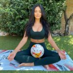 Esha Gupta Instagram - Keeping calm while I wait for the #laligasantander season ⚽️ Thank you for my cool new yoga mat @laliga #playligasantander
