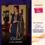 Gabriella Charlton Instagram - The colour for the third day of Navratri is Royal Blue. It represents divine energy. Look your traditional best in royal blue outfits crafted by LIVA fabrics. The soft, nature-based fabrics ensure comfort & freshness throughout the festive season, so that you can elegantly #LiveYourFlow. LIVA @livafashionin wishes you #HappyNavratri. @rangriti Check out the collection on https://www.rangriti.com. Visit www.livafluidfashion.com to know more. #LIVAFashion #LiveYourFlow #LIVAFabrics #Navratri2022 #NaturalFluidFashion.