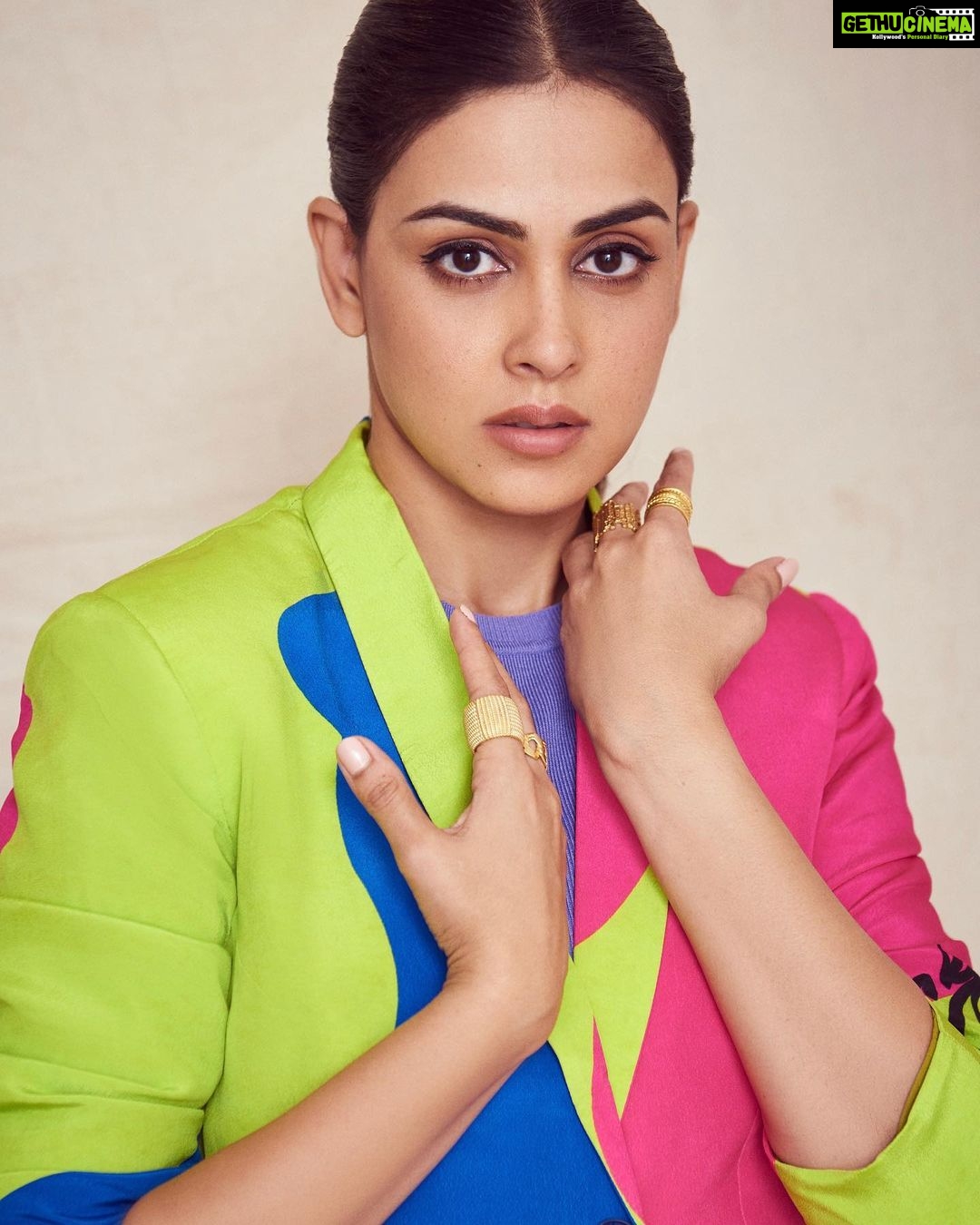 Genelia D'Souza Instagram - “The best colour in the whole world is- one that looks good on you”” Suit @nautanky Shoes @melissashoesindia Makeup @beautybyaudreysangma Hair @jyoti_love13 @kromakaysalon Photographer @chandrahas_prabhu