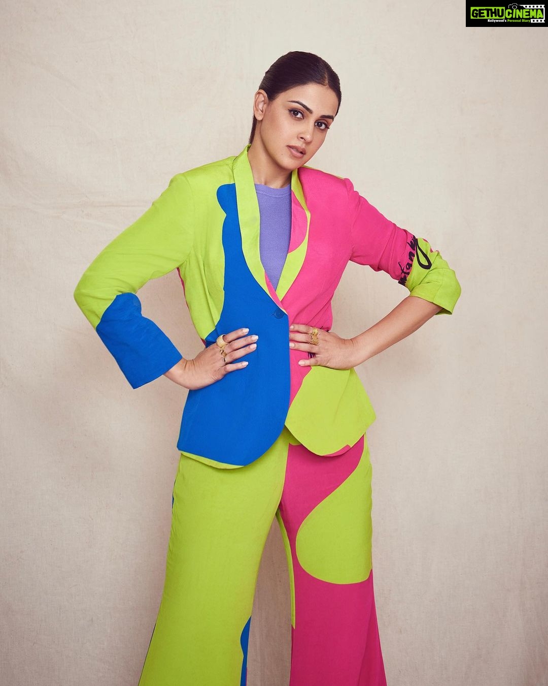 Genelia D'Souza Instagram - “The best colour in the whole world is- one that looks good on you”” Suit @nautanky Shoes @melissashoesindia Makeup @beautybyaudreysangma Hair @jyoti_love13 @kromakaysalon Photographer @chandrahas_prabhu