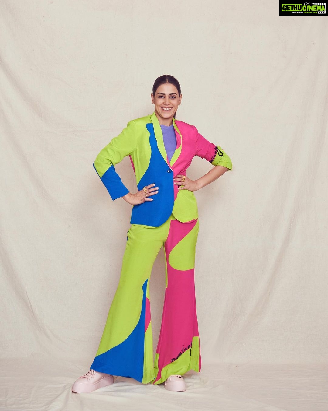 Genelia D'Souza Instagram - “The best colour in the whole world is- one that looks good on you”” Suit @nautanky Shoes @melissashoesindia Makeup @beautybyaudreysangma Hair @jyoti_love13 @kromakaysalon Photographer @chandrahas_prabhu