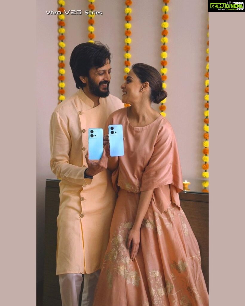 Genelia D'Souza Instagram - The new #vivoV25Series is the touch of Delight you need to embrace the Magic of Festivities. Avail exciting offers this festive season. Head over to @vivo_india to know more. #vivoBigJoyDiwali