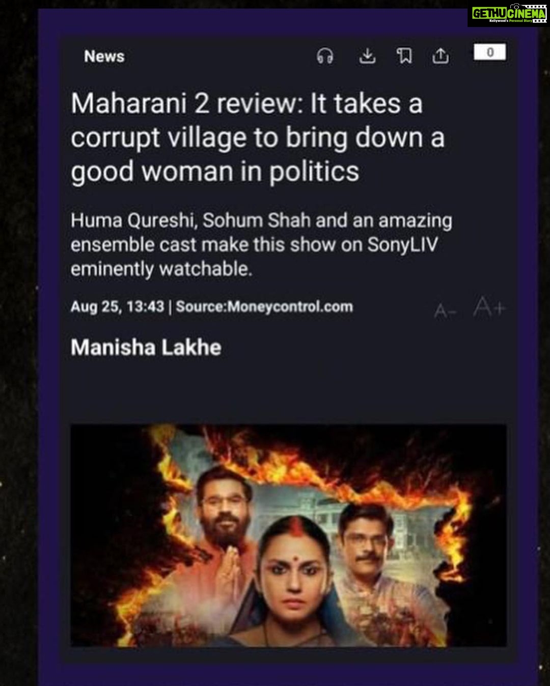 Huma Qureshi Instagram - Thank you for all the love that’s been pouring in for #Maharani ❤️ #gratitude On behalf of the entire team I just want to say a BIG THANK YOU !!! #humbled #blessed ❤️🙏🏻🥰🦋💥💯😇🌸 @kangratalkies @sonylivindia @dkh09 @jollynarenkumar @ravindragautamofficial @shah_sohum @amit.sial #SubhashKapoor
