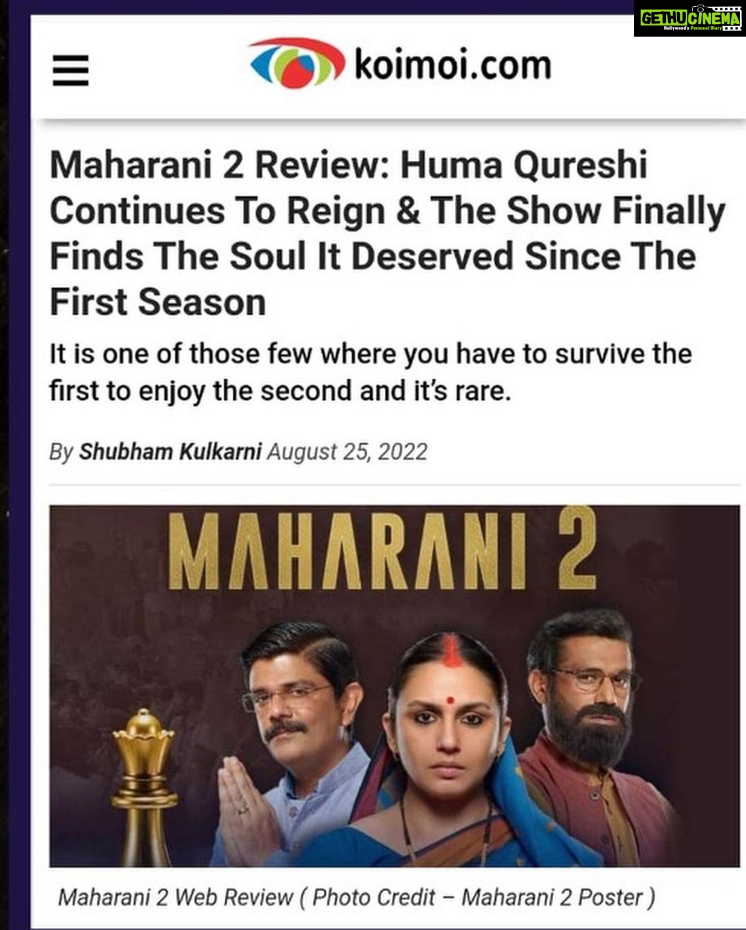 Huma Qureshi Instagram - Thank you for all the love that’s been pouring in for #Maharani ❤️ #gratitude On behalf of the entire team I just want to say a BIG THANK YOU !!! #humbled #blessed ❤️🙏🏻🥰🦋💥💯😇🌸 @kangratalkies @sonylivindia @dkh09 @jollynarenkumar @ravindragautamofficial @shah_sohum @amit.sial #SubhashKapoor