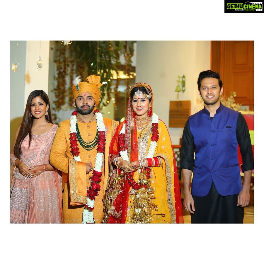 Ishita Dutta Instagram - Welcome to the family πππ@truedreamerpiscean and Congratulations β€οΈβ€οΈβ€οΈ Wish u all the happiness and lots of love... @pratyush_uday #weddingseason #bhaikishadi Wearing @jiyabyveerdesign