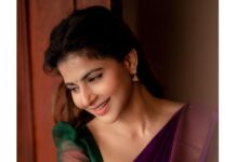 Iswarya Menon Instagram - அனைவருக்கும் ஆயுத பூஜை நல்வாழ்த்துக்கள் 💜🙏🏼 . 📷 @camerasenthil 🌸 @jeevithamakeupartistry @ivalinmabia