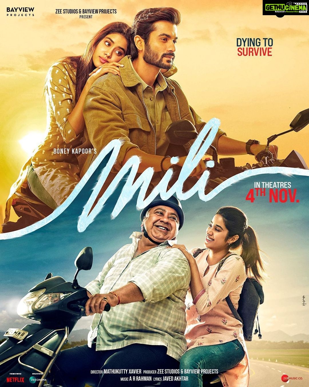 Janhvi Kapoor Instagram - True relationships survive the toughest times. #Mili @boney.kapoor @sunsunnykhez @arrahman @jaduakhtar #ManojPahwa @mathukuttyxavier @zeestudiosofficial @bayviewprojectsllp @hasleenk @zeemusiccompany