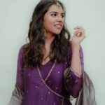 Kalyani Priyadarshan Instagram - 💜✨ Shot by @manekha_ Styled by @nikhitaniranjan Outfit @_deepthee_ Jewelry @kalyanjewellers_official Makeup @amitkagda Hair @savi.hair Team @therouteofficial
