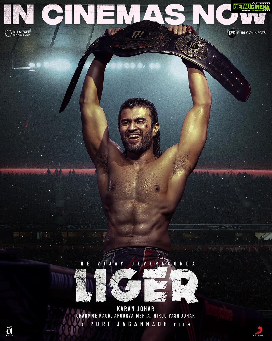 Karan Johar Instagram - It’s time for the real showdown!!! This will be mass entertainment at its best, watch out…#Liger in cinemas now, go and experience it on the big screen!🔥🔥 @miketyson @thedeverakonda @ananyapanday #PuriJagannadh @charmmekaur @apoorva1972 @ronitboseroy @meramyakrishnan @vish_666 @dharmamovies @puriconnects @sonymusicindia @sonymusic_south @aafilms.official