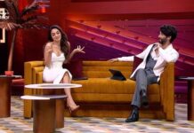 Karan Johar Instagram - This jodi has everyone's hearts 'preeti' melted with their on-screen presence, but on the koffee couch they were as candid as they get!🔥 #HotstarSpecials #KoffeeWithKaranS7, Episode 8 streaming this Thursday 12:00 am only on Disney+ Hotstar. @disneyplushotstar @shahidkapoor @kiaraaliaadvani @apoorva1972 @jahnviobhan @aneeshabaig @dharmaticent