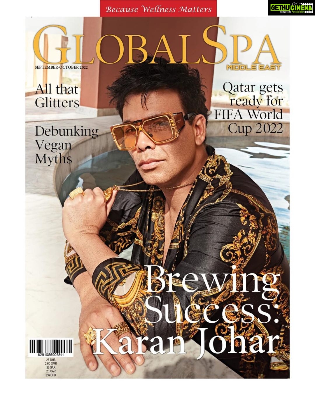 Karan Johar Instagram - Brewing some golden vibes!✨ _________ Magazine: GlobalSpa Middle East (@globalspame) Chief Editor: Parineeta Sethi (@parineetasethi) Photographed by: The House of Pixels (@thehouseofpixels) Make up: Paresh Kalgutkar (@paresh_kalgutkar) Hair: Darshan Yewalekar (@darshanyewalekar) Styled by: Eka Lakhani (@ekalakhani) Style team: Salam Shaikh (@shaikhsalam100 ), Arpita Chonkar (@arpita.kc) Nupur Padhye (@nupur_p ) Outfit: Versace (@versace) Neckpiece: Versace (@versace) Rings: Gucci & Zillionaire (@gucci @zillionaireindia) Eyewear: Balmain (@balmain) Managed by: Len Soubam (@len5bm ) Artist PR Agency : Hype PR (@hypenq_pr) Location: Marsa Malaz Kempinski (@marsamalazkempinskidoha) @visitqatar