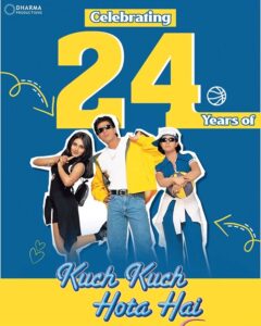 Karan Johar Instagram - Time flies…but kuch kuch hota hai will always remain special to my heart. My first film!!! Made with my best people, best team and the best energies around…thank you for still making it ‘pop’ in pop culture even 24 years down the line and keeping it ‘cool’😉 Gratitude always🙏🏻♥️ #24YearsOfKKHH #kuchkuchhotahai @iamsrk @kajol #RaniMukerji @beingsalmankhan @apoorva1972 @dharmamovies