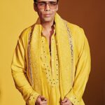 Karan Johar Instagram - Yellow far from mellow! Styled by @ekalakhani in @manishmalhotra05 📷 @thehouseofpixels