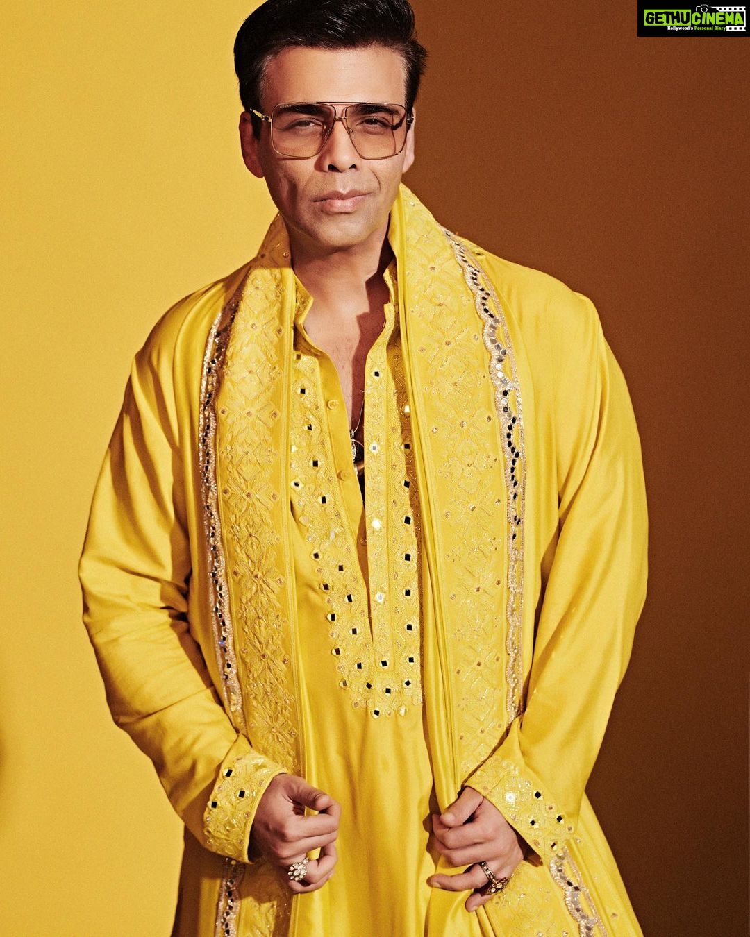 Karan Johar Instagram - Yellow far from mellow! Styled by @ekalakhani in @manishmalhotra05 📷 @thehouseofpixels