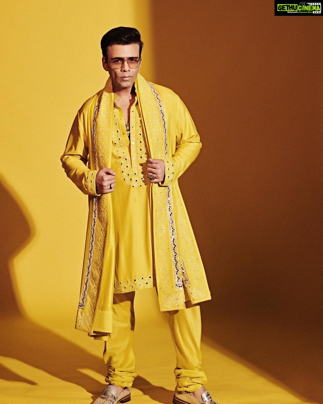 Karan Johar Instagram - Yellow far from mellow! Styled by @ekalakhani in @manishmalhotra05 📷 @thehouseofpixels