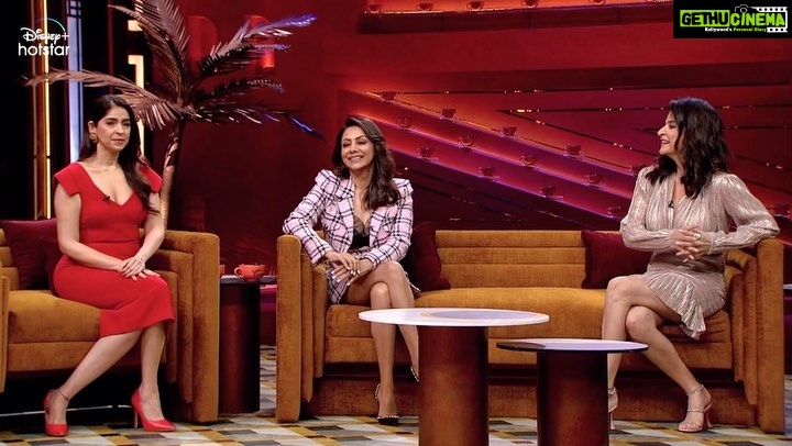 Karan Johar Instagram - These fabulous ladies are all set to spill some piping hot Koffee!🤠#HotstarSpecials #KoffeeWithKaranS7, Episode 12 streaming from this Thursday 12am only on Disney+ Hotstar. @disneyplushotstar @gaurikhan @maheepkapoor @bhavanapandey @apoorva1972 @aneeshabaig @jahnviobhan @dharmaticent