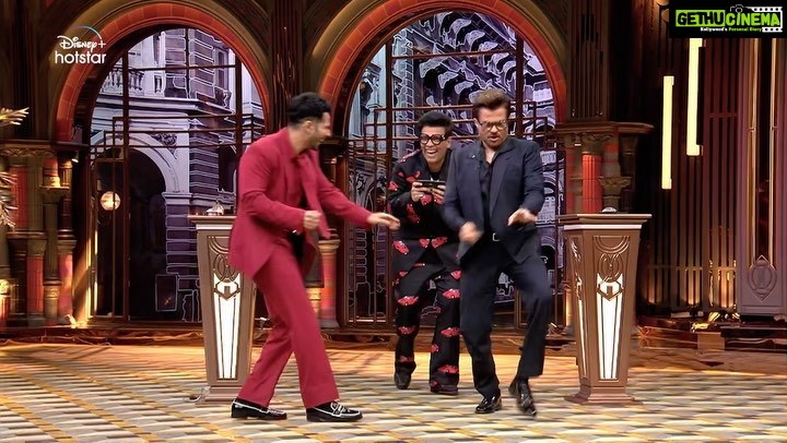 Karan Johar Instagram - It doesn’t get younger & cooler than this on the Koffee couch - this duo will create a riot in this episode!!! #HotstarSpecials #KoffeeWithKaranS7, Episode 11 streaming this Thursday 12:00am only on Disney+ Hotstar. @disneyplushotstar @anilskapoor @varundvn @apoorva1972 @jahnviobhan @aneeshabaig @dharmaticent