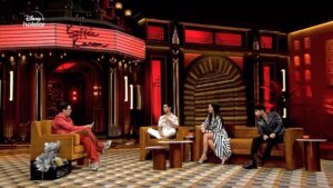Karan Johar Instagram - The bringers of absolute chaos & unabashed laughter on the koffee couch is this trio!👏🏻👏🏻👏🏻 #HotstarSpecials #KoffeeWithKaranS7, Episode 10 streaming this Thursday 12:00 am only on Disney+ Hotstar. @disneyplushotstar @katrinakaif @siddhantchaturvedi @ishaankhatter @apoorva1972 @jahnviobhan @aneeshabaig @dharmaticent