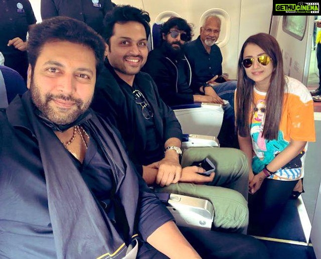 Karthi Instagram - What a rare opportunity to travel together like this😊. Cholar payanam arambam! #PS1 #ManiRatnam @the_real_chiyaan @jayamravi_official @trishakrishnan