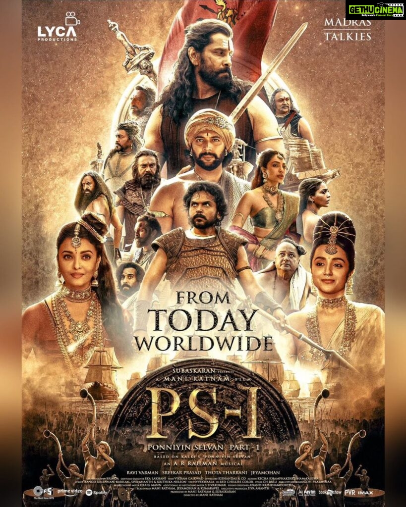 Karthi Instagram - A Never before cinematic experience. Absolutely stunning presentation by #ManiRatnam sir, #ARRahman sir, #RaviVarman sir, #SreekarPrasad sir, #ThotaTharrani sir and the sound department. Honoured to be a part of this magnum opus #LycaProductions. Our pride #PonniyinSelvan. #PS1
