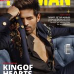 Kartik Aaryan Instagram - The Man 🖤 . . . . @themanmagazineindia @nupurmehta18  Photographer: @errikosandreouphoto  Hair:  @milankepchaki Makeup:  @vickysalvi22 @shantanunikhil