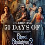 Kartik Aaryan Instagram - 50 DAYS IN THEATRES !!! 🔥 Ab hafton wala zamana nahi raha, ab toh yehi GOLDEN JUBILEE hai 💫 #BhoolBhulaiyaa2 🤙🏻