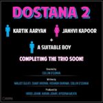 Kartik Aaryan Instagram - Maa Da Laadla Bigadne Wala Hai 😏🤫❤️ DOSTANA ✌🏻 Can't wait to take this franchise forward with my partners in crime @janhvikapoor @collindcunha & d third suitable boy #Dostana2 💙 @karanjohar @apoorva1972 @dharmamovies 🤟🏻 Himachal Pradesh