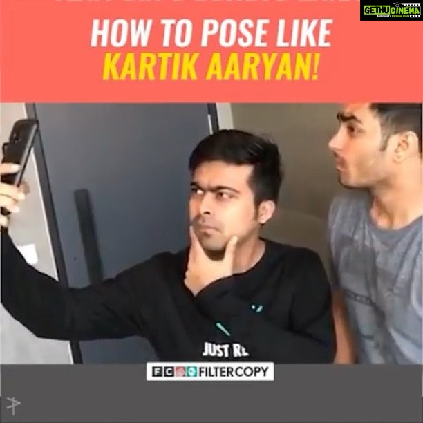 Kartik Aaryan Instagram - Haha #PoseLikeKartikAaryan !! This is Hilarious 😂😂 #Repost @filtercopy ・・・ #poselikekartikaaryan Ft. @viraj_ghelani @raunak_ramteke @kartikaaryan